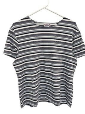 Striped Short Sleeve Tee in Black, White & Gray